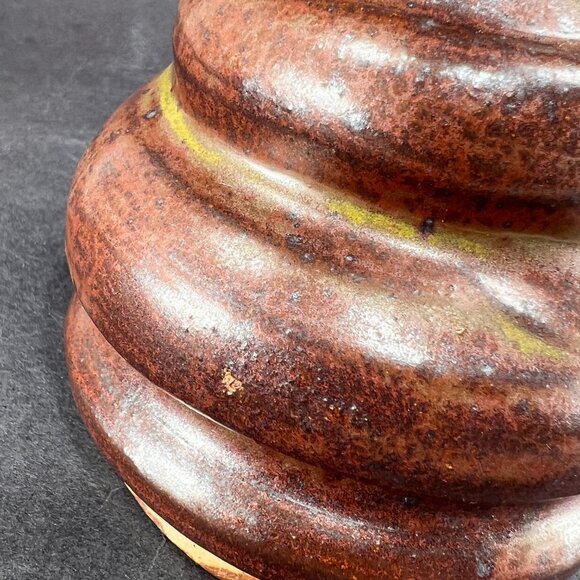 Bee Hive Handcrafted Stoneware Pottery Brown Glazed Honey Jar Pot Lid Folk Art - Picture 5 of 15